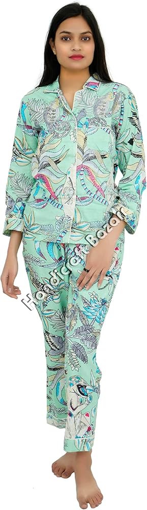 Cotton Pajama Set Night Suit Ladies Night Suit Indian Pajama Bridesmaids PJ Set Women's Sleepwear Pajama Set Button Up Pj Set Multi