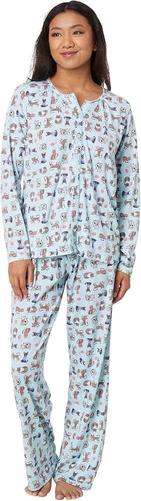 Karen Neuburger Long Sleeve Cardigan PJ Set Cozy Cat XL (Women's 18-20)