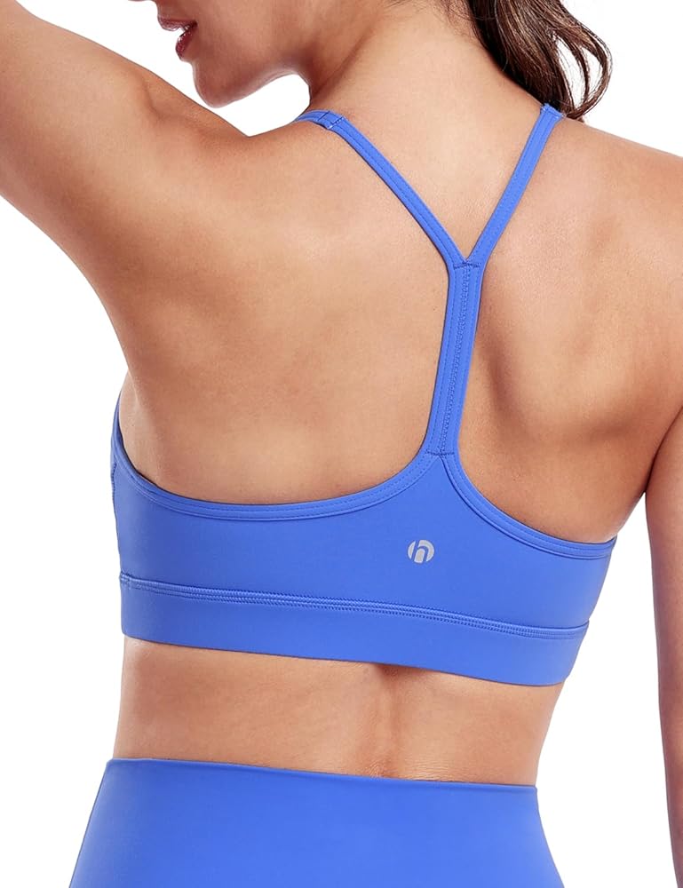 HeyNuts to Freest Y Back Sports Bras for Women Spaghetti Thin Strap Workout Bras Wirefree Padded Racerback Yoga Bras