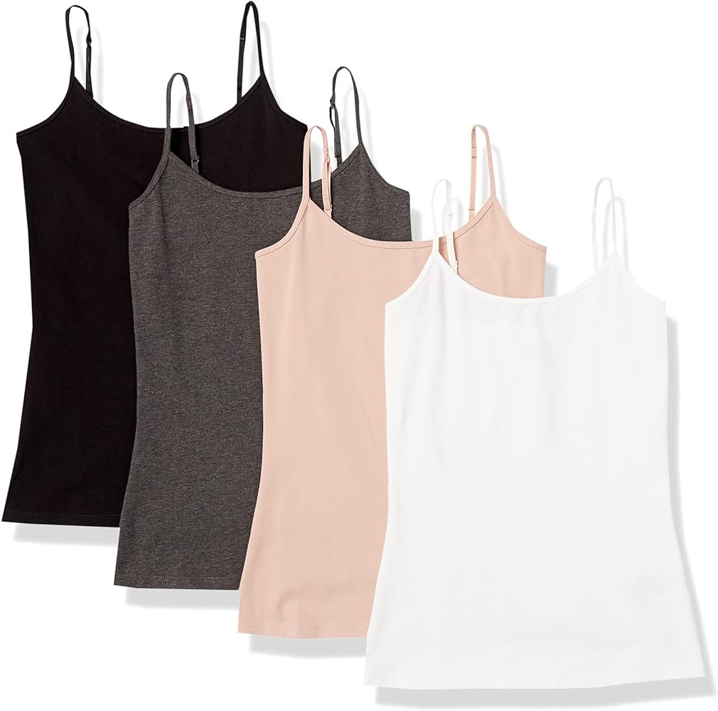 Amazon Essentials Women's Slim-Fit Camisole, Pack of 4