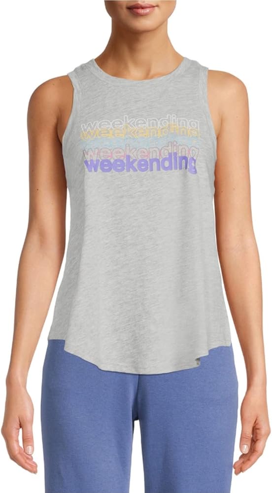 Weekending Light Grey Heather Knit Pajama Sleep Tank Top - 3X