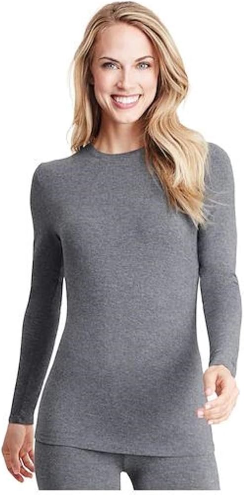 Cuddl Duds Women's Softwear with Stretch Long Sleeve Crew Neck Top -Layering Top with Smooth Fabrication, Body-Hugging Fit