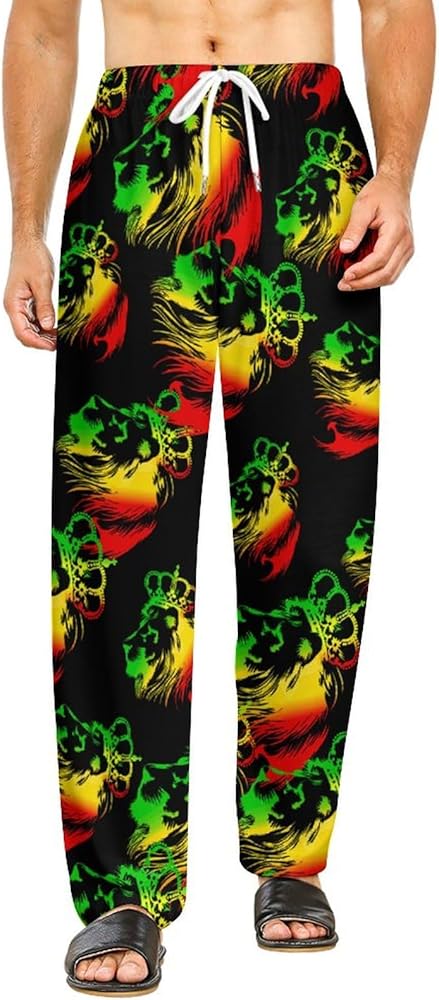 Rasta Lion Lounge Pajama Pants Comfy Sleepwear Bottoms Print Sleep Pants for Men Women