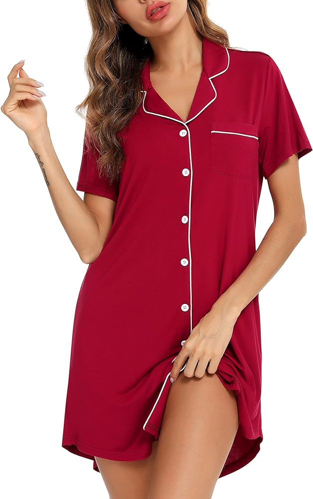 Leikar Maternity Nightgown For Women Nursing Pajamas Long Sleeve Sleepshirt