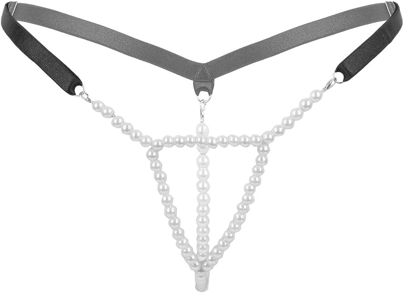 Women's Sexy Low Rise G-Strings with Pearls Tangas Intimates Underpants Thong