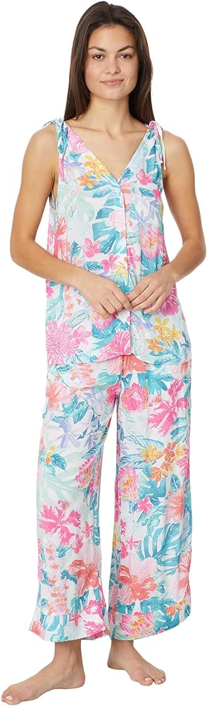 Tommy Bahama Sleeveless Cropped PJ Set Tropical Garden XL