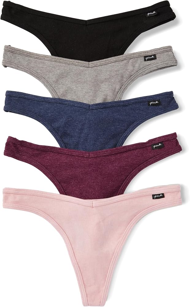 Victoria's Secret PINK Women's Cotton Thong Underwear, Panties for Women, Multi Pack (XS-XXL)