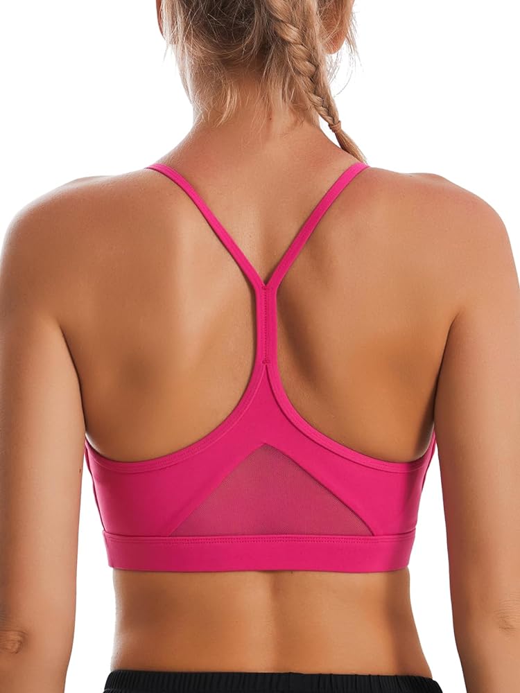 RUNNING GIRL Y-Back Sports Bras for Women, Medium Impact Wirefree Padded Bra Workout Crop Top Longline Sports Bra Push up