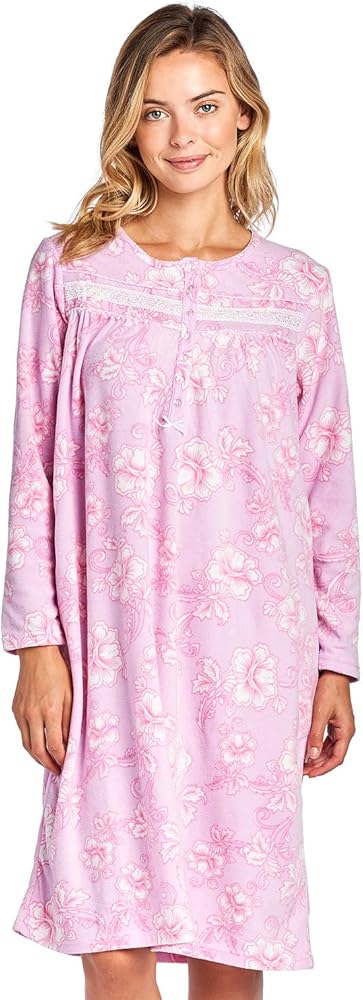 Casual Nights Women's Cozy Long Sleeve Fleece Nightgown