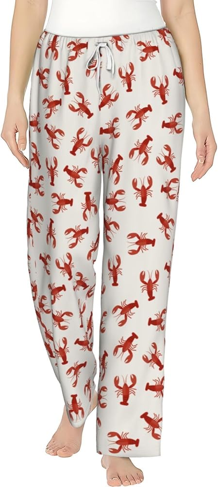 Women's Pajama Pants With Pockets, Sleepwear Stretch Drawstring Lounge Bottoms Wide Leg Comfy Sleep Pj Bottoms Women