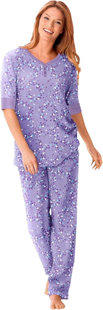 Dreams & Co. Women's Plus Size Printed Henley PJ Set