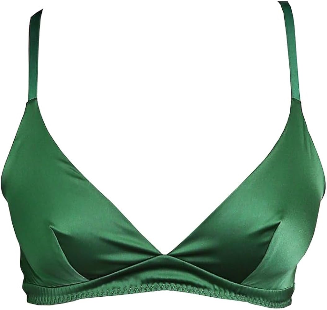 SilRiver Women's Silk Soft Cup Wireless Bra Bralette Top with Smooth Satin