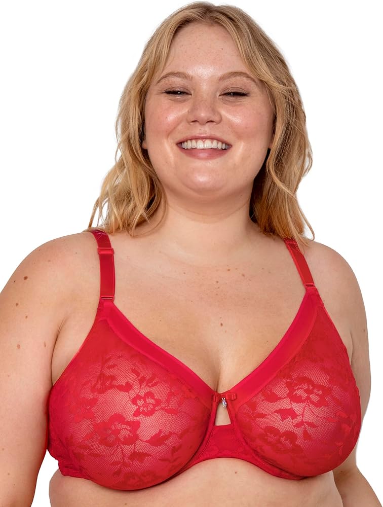 Women's Plus Size No Show Lace Unlined Underwire Bra