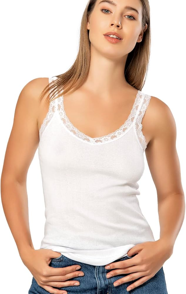 VAVONNE Camisole for Women, All Cotton, Airy Soft Comfy Tank Tops Cami Undershirt