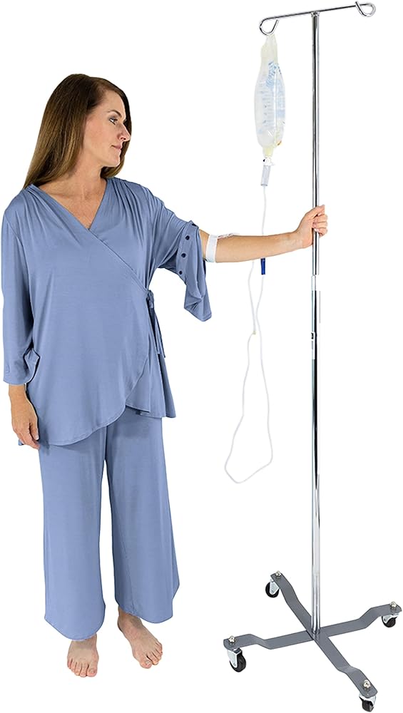 Luxurious Post Surgery Pajamas with Snap Sleeves and Mastectomy Drain Holder Pockets, Chemotherapy Must Haves for Women