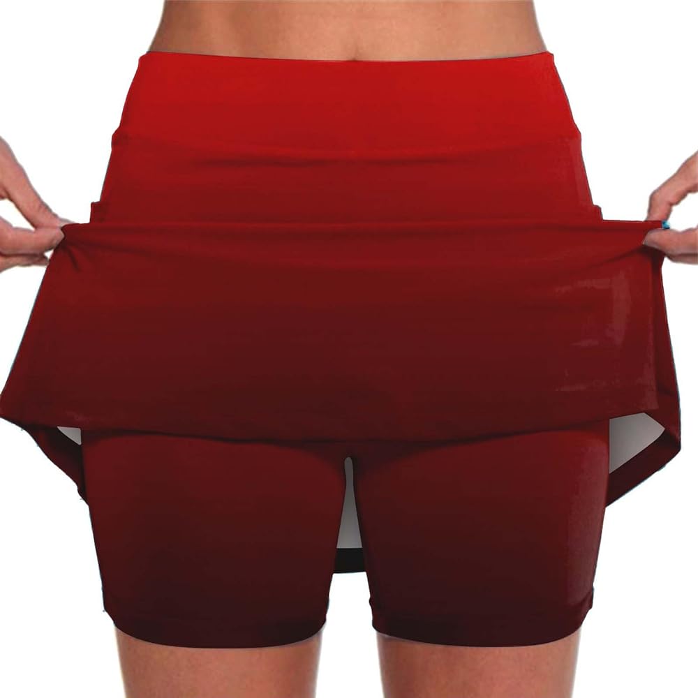 Women's Tennis Golf Skirts High Waist Gym Workout Skorts with Shorts Underneath Quick Dry Athletic Running Skirt