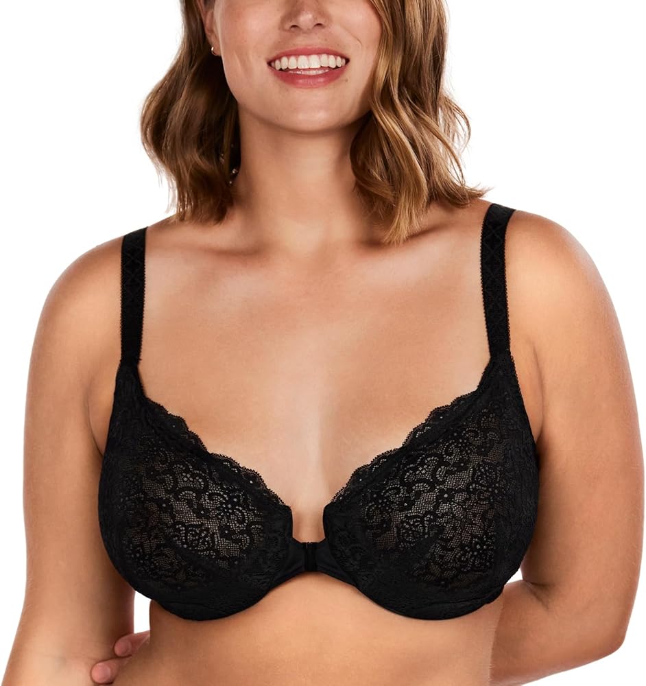 HSIA Women's Front Closure Bras - Minimizer Lace Bra for Women Plus Size Full Coverage Unlined Underwire Bra