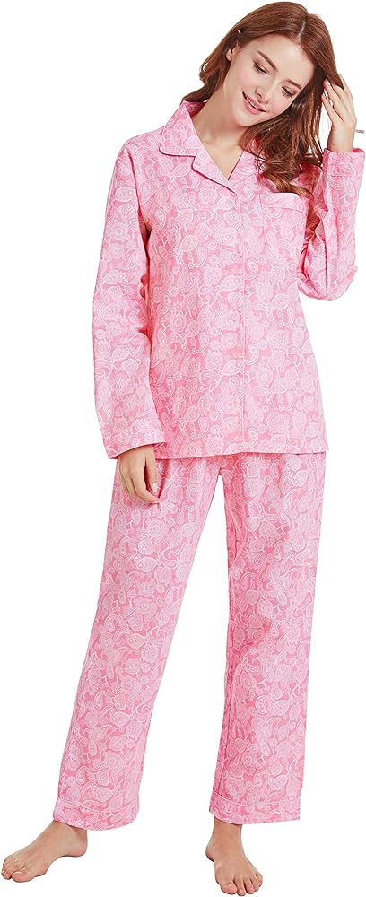 TONY AND CANDICE Women’s 100% Cotton Pajamas, Long Sleeve Woven Pj Set Sleepwear