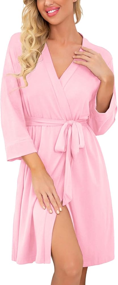 PrinStory Women Kimono Robes Short Lightweight Robe Soft Knit Sleepwear Casual Knit Bathrobe Ladies Loungewear