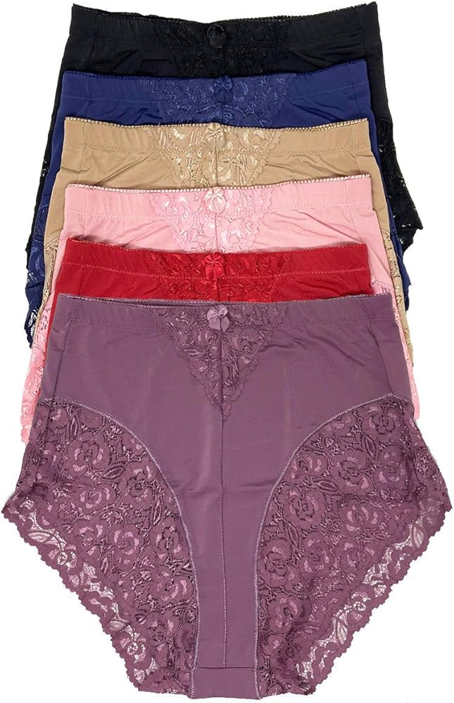 Women's 6 Pack High Waist Cool Feel Brief Underwear Panties S-5xl