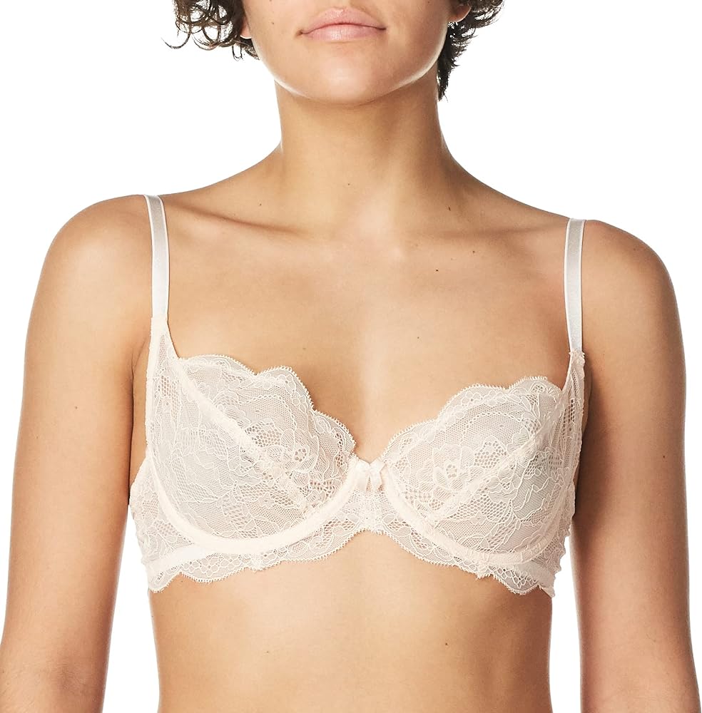 Women's Microfiber Lace Unlined Underwire Balconette Bra