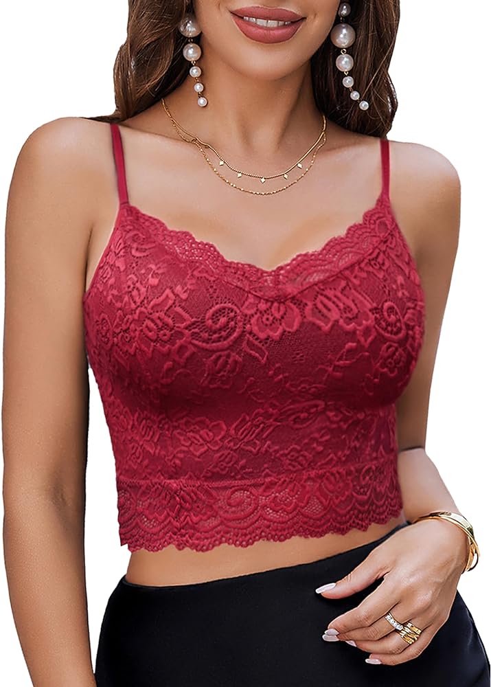 Avidlove Lace Bralette for Women Spaghetti Strap Tank Top V Neck Slim Basic Camisoles