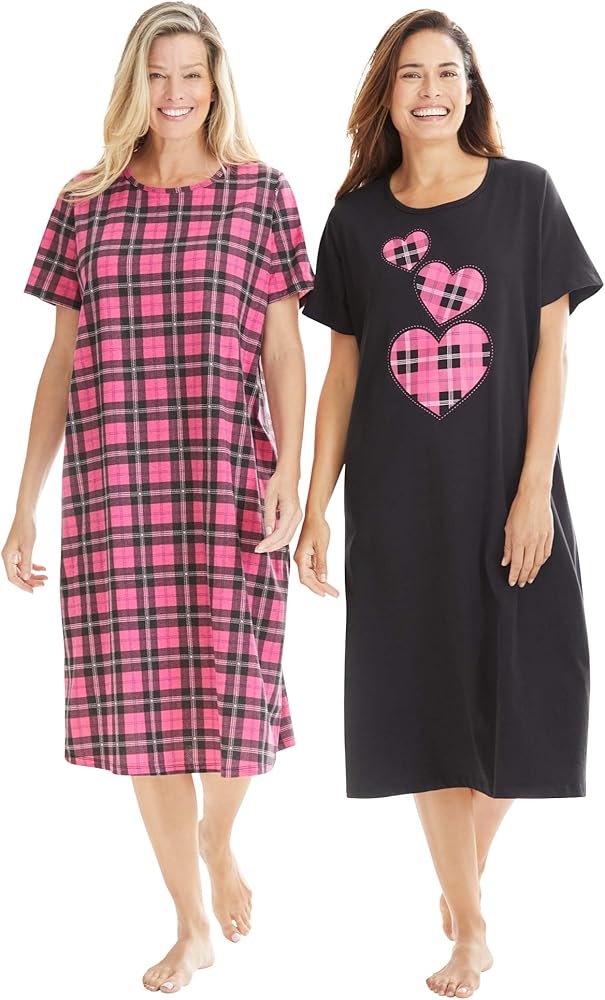 Dreams & Co. Women's Plus Size 2-Pack Long Sleepshirts