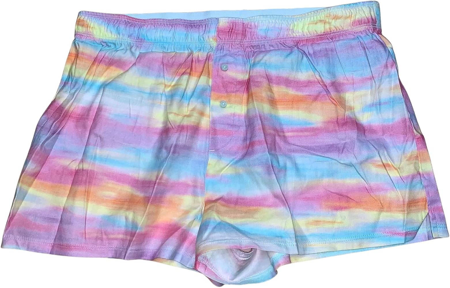 Victoria's Secret Pink Flannel Pajama Sleep Short Boxy Color Tie Dye Rainbow New