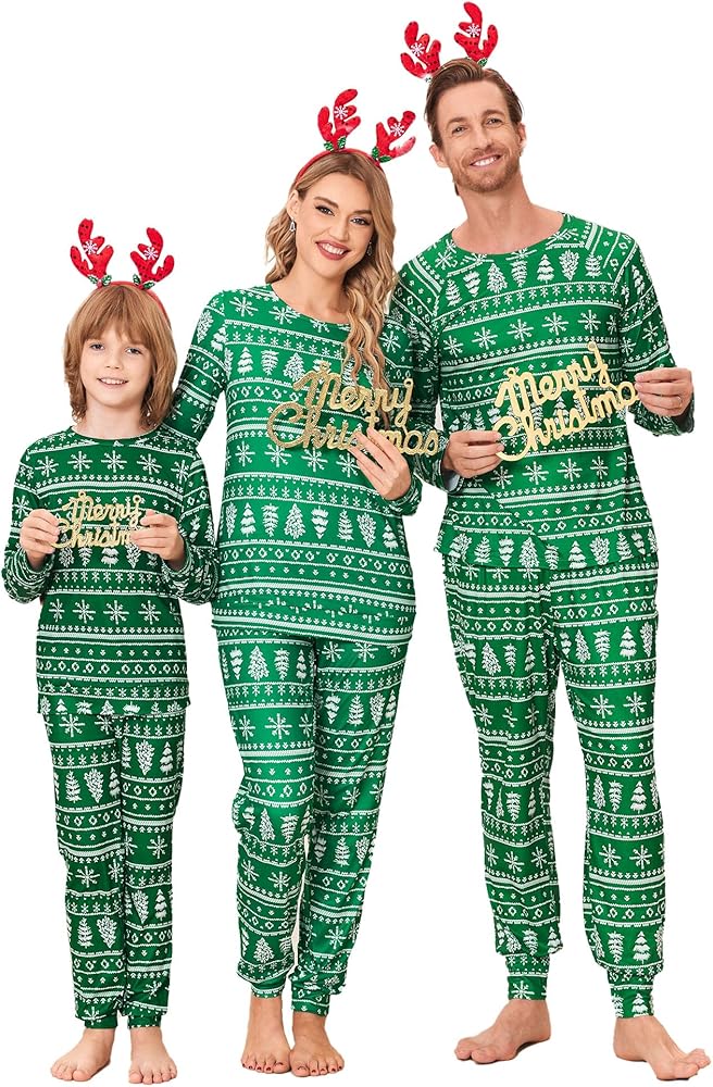 Ekouaer Matching Christmas Family Pajamas Sets Couples X-mas Holiday Pjs for Women Men