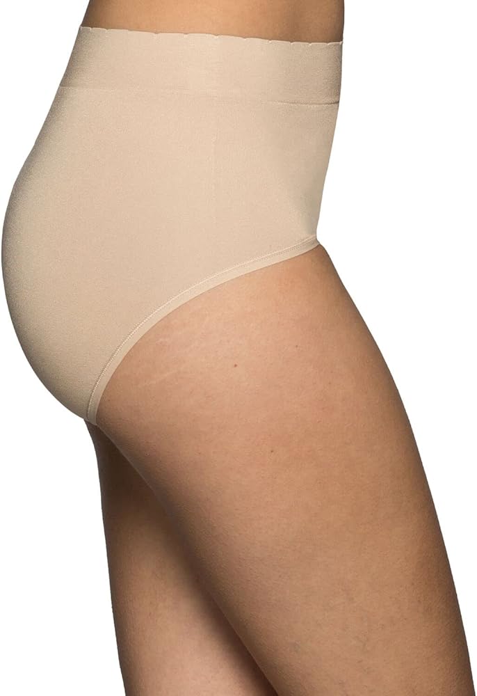 Vanity Fair Women's No Pinch, No Show Seamless Brief Panty 13218, Damask Neutral, 6