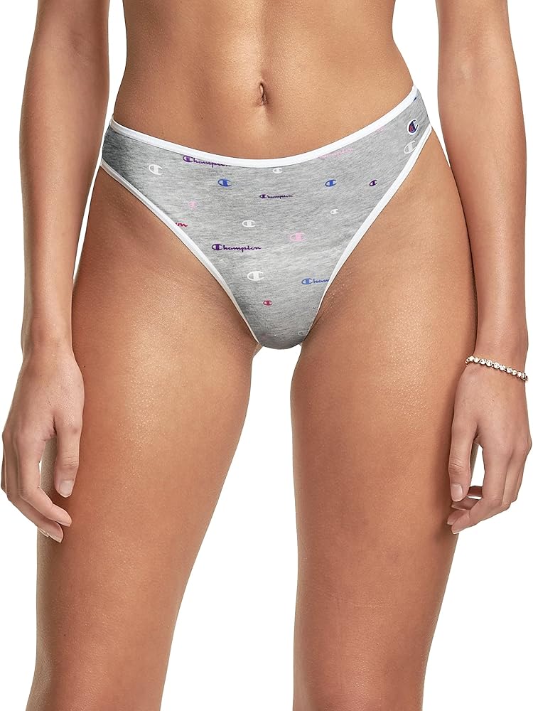 Champion Women's Heritage Thong Panties, Stretch Cotton Thong Underwear, Moisture-Wicking