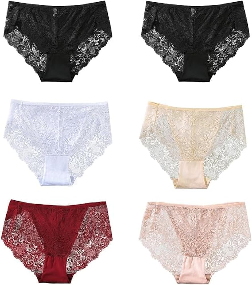 High Waisted Underwear for Women Lace Briefs Curvy Silky French Cut Panties Multipack