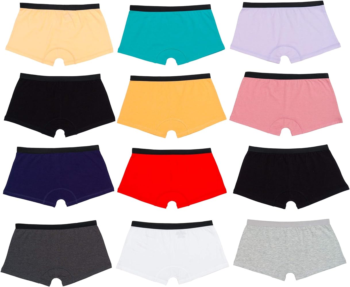 Alyce Ives Intimates Boyshort Panties For Women, Pack of 12, 95% Cotton Boxer Briefs