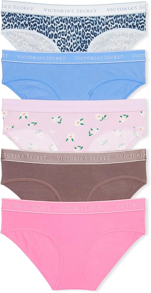 Victoria's Secret Women's Cotton Logo Hipster Underwear, Moderate Coverage Panties for Women, Multi Pack (XS-XXL)