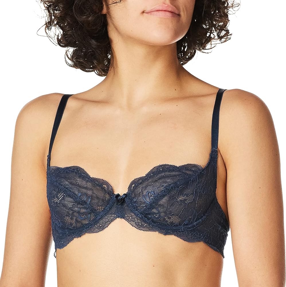 Women's Microfiber Lace Unlined Underwire Balconette Bra