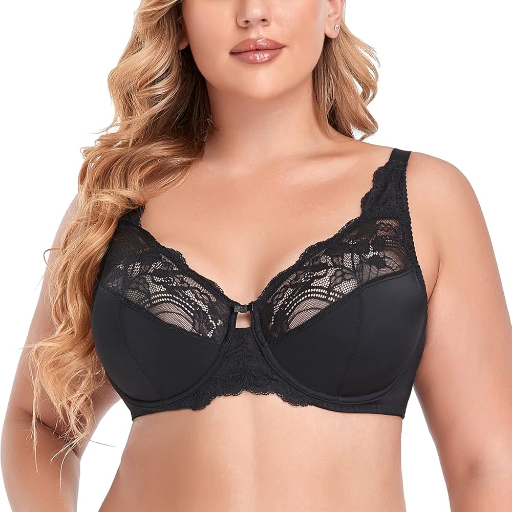 AILIVIN Full Figure Underwire Women's Bra Beauty Lace Unlined Minimizer Bras for women Non Padded