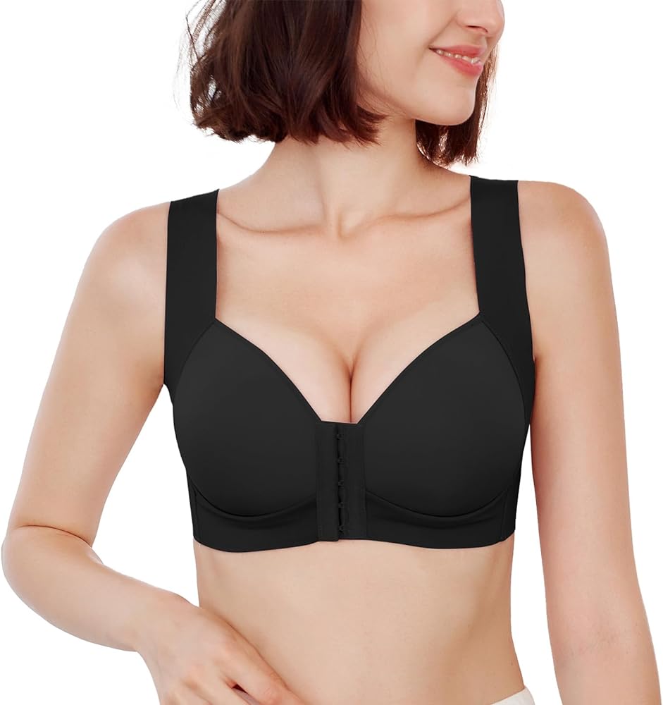 FallSweet Front Close Bra for Women Push Up Wirefree Bra Seamless No Dig Comfort Brassiere