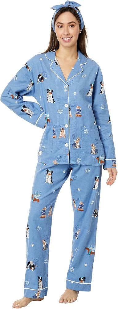 PJ Salvage Women's Loungewear Flannels Pajama Pj Set, Denim, Large