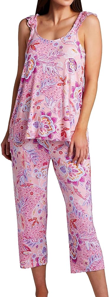 ELLEN TRACY Women's 8725628 Sleeveless w/Cropped Pant PJ Set