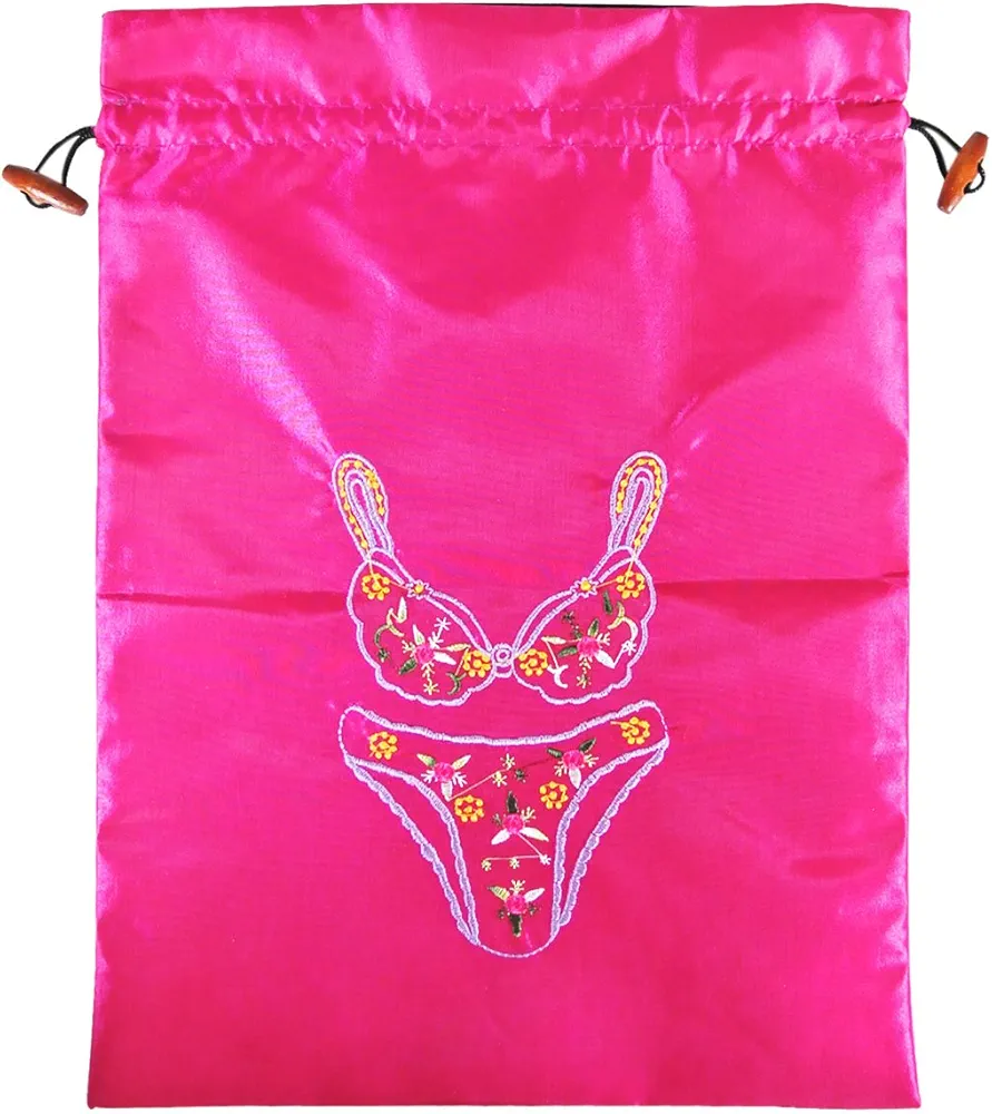 Wrapables® Silk Embroidered Bra & Panties Lingerie Bag - Magenta