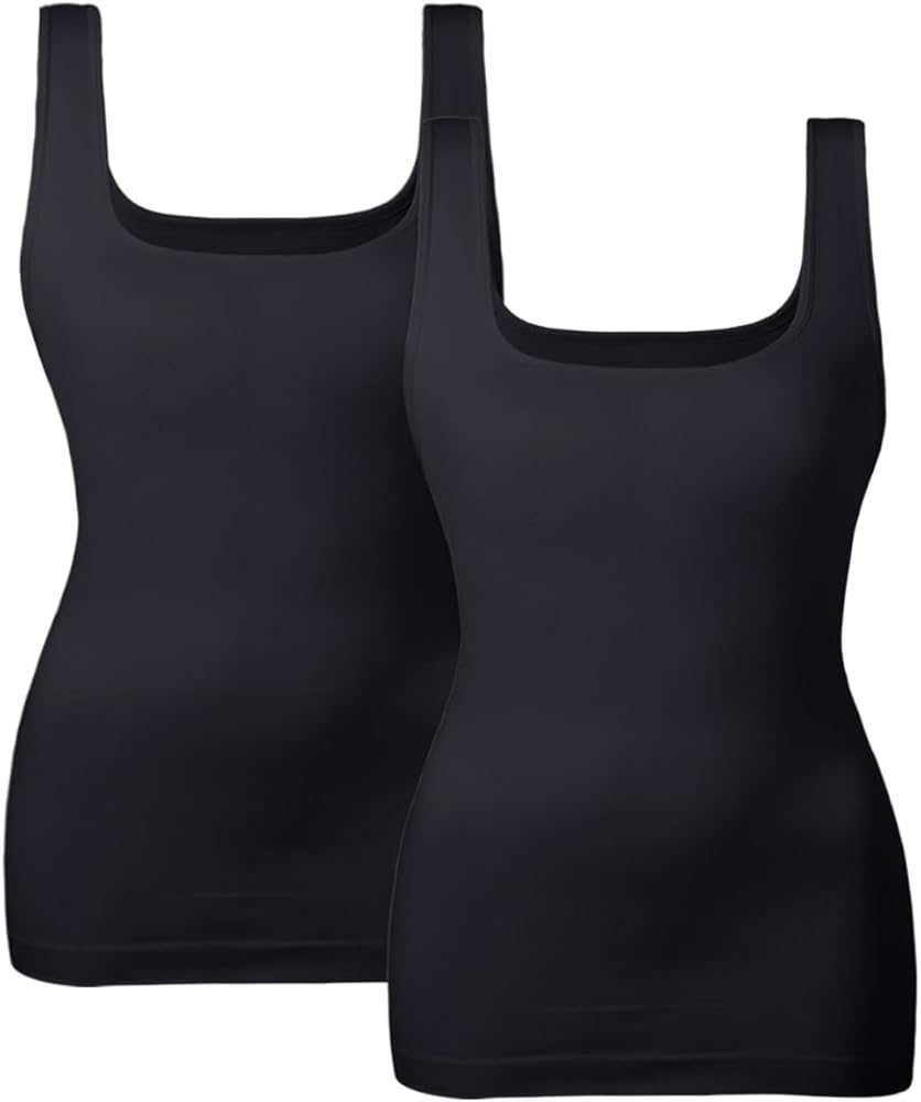 EUYZOU Women Tummy Control Shapewear Tank Tops Seamless Square Neck Compression Tops Slimming Body Shaper Camisole