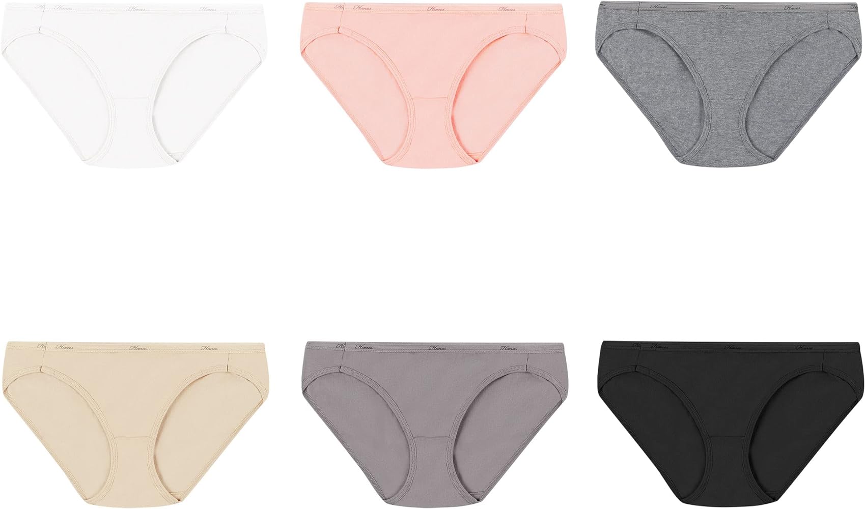 Hanes Women's Bikini Panties Pack, Soft Cotton Underwear, 6-Pack (Retired, Colors May Vary)