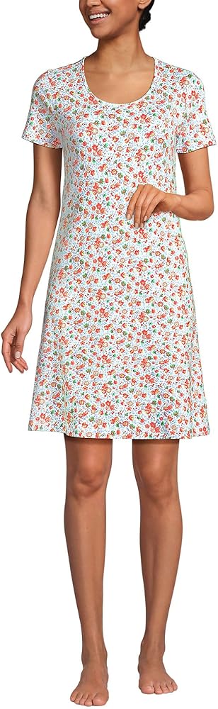 Lands' End Women's Cotton Short Sleeve Knee Length Nightgown