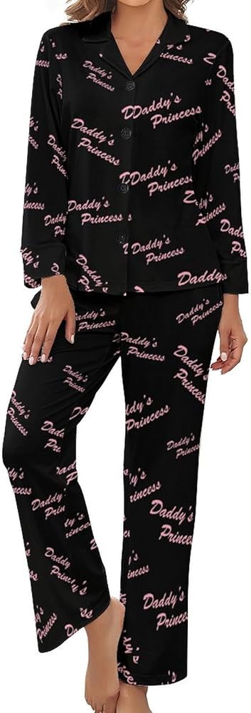 Pink Daddys Princess Cute Casual Women's Pajama Set 2-Piece Sleepwear Long Sleeve Loungewear