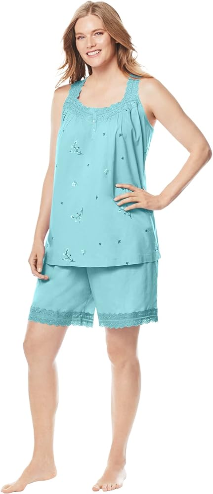 Dreams & Co. Women's Plus Size 2-Piece Short PJ Set