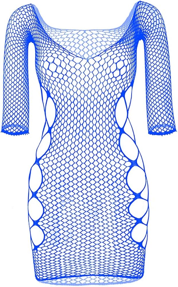 Women Fishnet Lingerie Sleepwear One Piece Babydoll V-Neck Mini Dress One Size