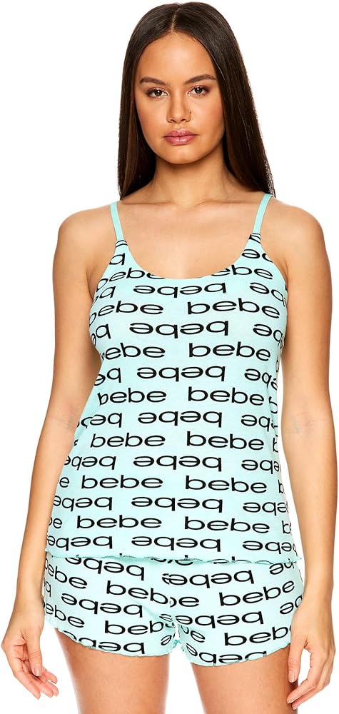 bebe Womens Bold Print Tank Top and Pajama Shorts Lounge Sleep Set