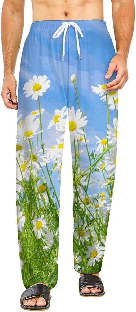 Daisy Flower Lounge Pajama Pants Comfy Sleepwear Bottoms Print Sleep Pants for Men Women