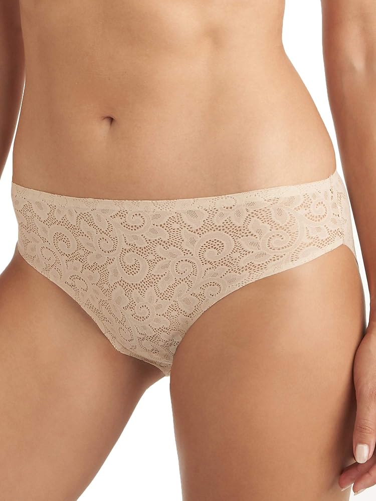 TC Fine Intimates Women's -134 Wonderful Edge All Over Lace Hi-Cut Panty A4, Nude, L