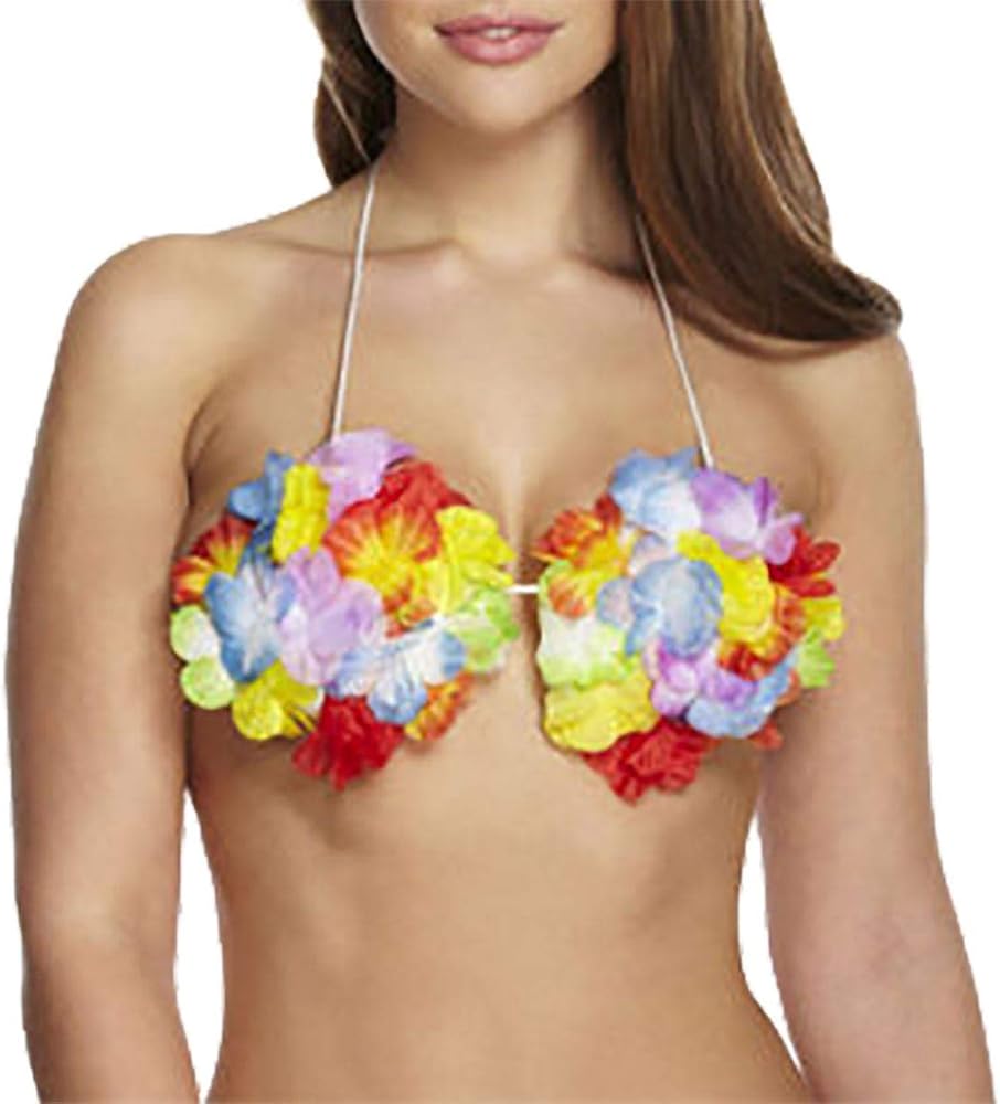 Womens Fancy Beach Party Wear Accessory Ladies Hawaiian Hula Flowers Lei Bra